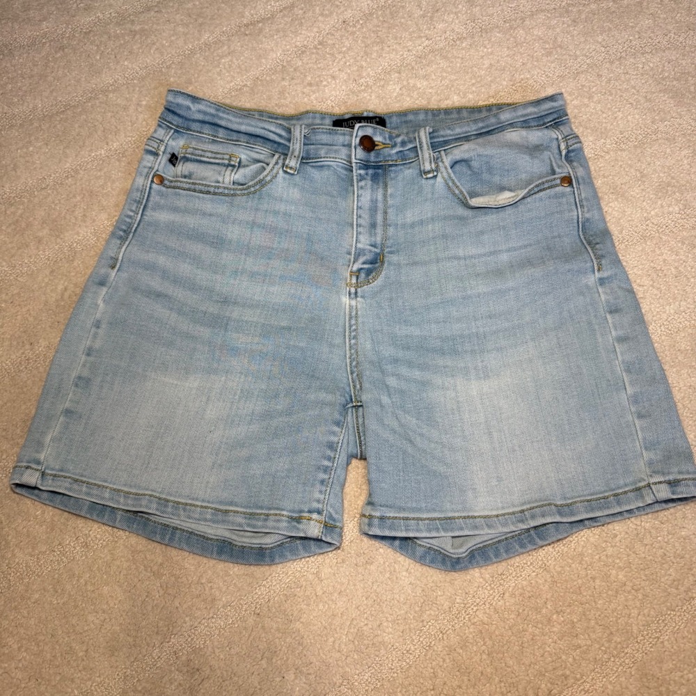 Judy Blue Los Angeles Light Wash Denim Shorts High Rise JB15220LT Womens Large